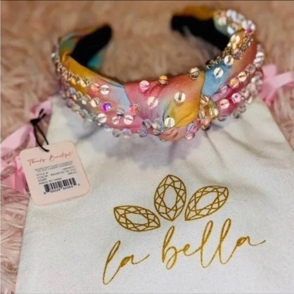 NWT LA Bella Rainbow Iridescent Headband with Glass Beads - Picture 8 of 12